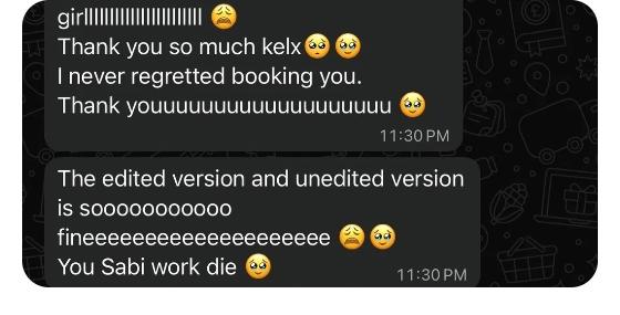 Client WhatsApp message to Kelxshot Studios